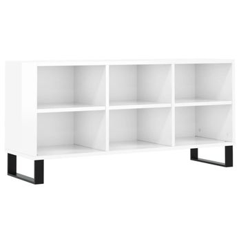 Mueble De Tv Madera De Ingeniería Blanco Brillo 103,5x30x50 Cm Vidaxl
