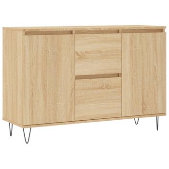 Aparador salón Comedor, Mueble Auxiliar Buffet WIND 1 Puerta, 3 cajones,  Color estructura BLANCO MATE, color puerta y cajones CEMENTO. Medidas:  120x40x86cm.