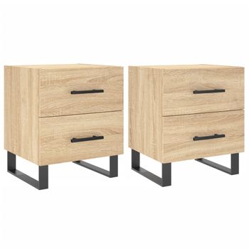 Mesita Noche 2 Uds Madera Ingeniería Roble Sonoma 40x35x47,5 Cm Vidaxl