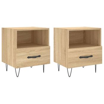 Mesita Noche 2 Uds Madera Ingeniería Roble Sonoma 40x35x47,5 Cm Vidaxl