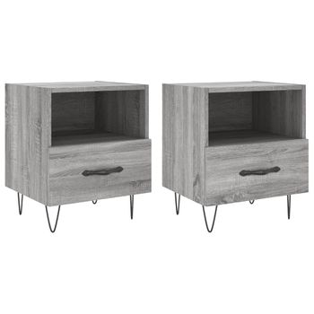 Mesitas Noche 2 Uds Madera Ingeniería Gris Sonoma 40x35x47,5 Cm Vidaxl