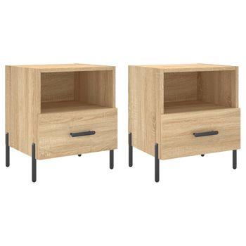 Mesita Noche 2 Uds Madera Ingeniería Roble Sonoma 40x35x47,5 Cm Vidaxl