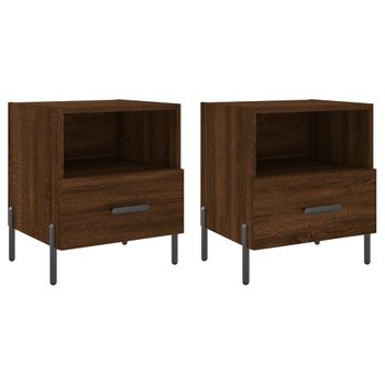 Mesita Noche 2 Uds Madera Ingeniería Marrón Roble 40x35x47,5 Cm Vidaxl