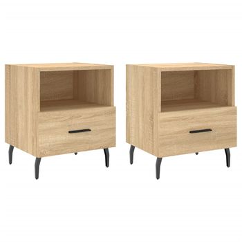 Mesita Noche 2 Uds Madera Ingeniería Roble Sonoma 40x35x47,5 Cm Vidaxl