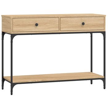 Mesa Consola Madera De Ingeniería Roble Sonoma 100x34,5x75 Cm Vidaxl