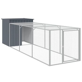 Gallinero Con Corral Acero Galvanizado Gris 110x405x110 Cm Vidaxl