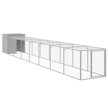 Gallinero Con Corral Acero Galvanizado Gris Claro 110x813x110cm Vidaxl