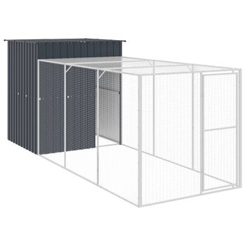 Gallinero Con Corral Acero Galvanizado Gris 165x455x181 Cm Vidaxl