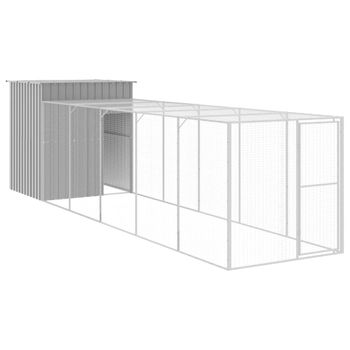 Gallinero Con Corral Acero Galvanizado Gris Claro 165x659x181cm Vidaxl