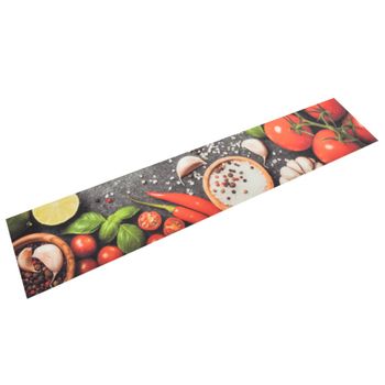 Alfombra De Cocina Lavable Terciopelo Dibujo Verduras 60x300 Cm Vidaxl