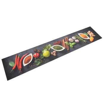 Alfombra De Cocina Lavable Terciopelo Dibujo Especias 60x300 Cm Vidaxl