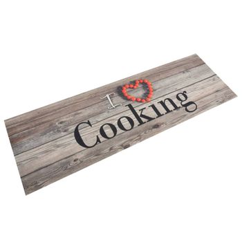 Alfombra De Cocina Lavable Terciopelo Cooking Gris 60x180 Cm Vidaxl