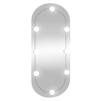 Espejo De Pared Ovalado Con Luces Led Vidrio 35x80 Cm Vidaxl