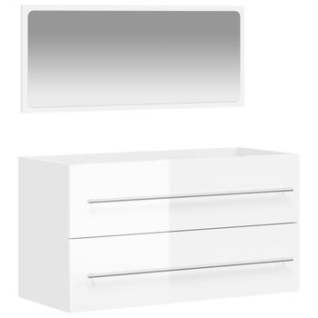 Pack Armario con Espejo + 2 Espejos Color Blanco Brillo baño Aseo Muebles  almacenaje 65x80x21 cm