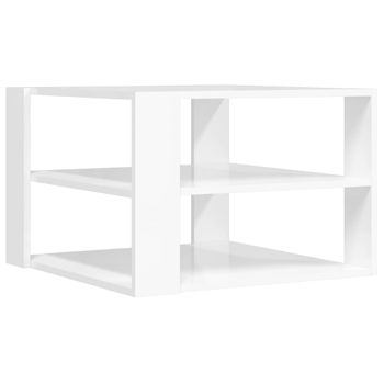 Mesa De Centro Madera Ingeniería Blanco Brillo 59,5x59,5x40 Cm Vidaxl