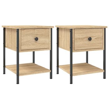 Mesita Noche 2 Uds Madera Ingeniería Roble Sonoma 34x35,5x45 Cm Vidaxl