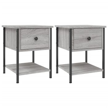 Mesitas Noche 2 Uds Madera Ingeniería Gris Sonoma 34x35,5x45 Cm Vidaxl