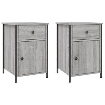 Mesitas De Noche 2 Uds Madera Contrachapada Gris 40x42x60 Cm Vidaxl