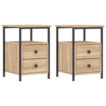 Mesitas De Noche 2 Uds Patas De Metal Roble Sonoma 40x35x69 Cm Vidaxl con  Ofertas en Carrefour