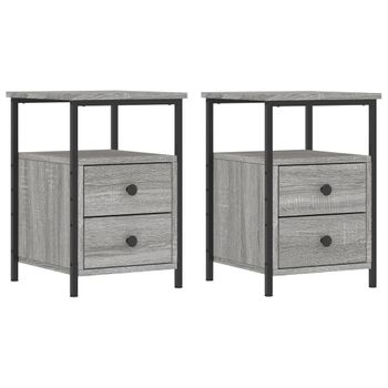 Mesitas Noche 2 Uds Madera Ingeniería Gris Sonoma 34x35,5x50 Cm Vidaxl