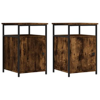 Mesitas Noche 2 Uds Madera Contrachapada Roble Humo 40x42x60 Cm Vidaxl