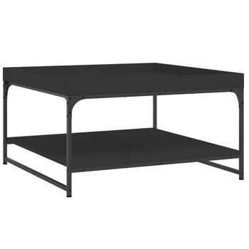 Mesa De Centro Madera De Ingeniería Y Hierro Negro 80x80x45 Cm Vidaxl