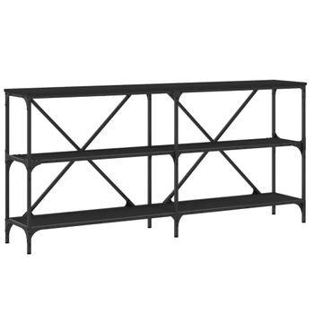 Mesa Consola Hierro Y Madera De Ingeniería Negro 160x30x75 Cm Vidaxl