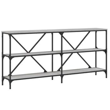 Mesa Consola Hierro Y Madera Ingeniería Gris Sonoma 160x30x75cm Vidaxl