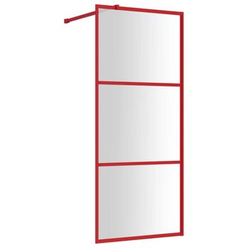 Mampara Puerta De Ducha Vidrio Transparente Esg Rojo 90x195 Cm Vidaxl