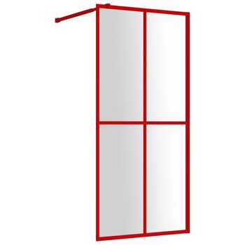 Mampara Puerta De Ducha Vidrio Transparente Esg Rojo 80x195 Cm Vidaxl