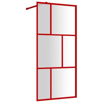 Mampara Puerta De Ducha Vidrio Transparente Esg Rojo 90x195 Cm Vidaxl