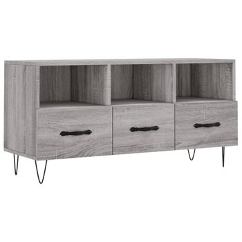 Mueble De Tv Madera De Ingeniería Gris Sonoma 102x36x50 Cm Vidaxl