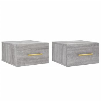 Mesitas De Noche De Pared 2 Uds Color Gris Sonoma 35x35x20 Cm Vidaxl