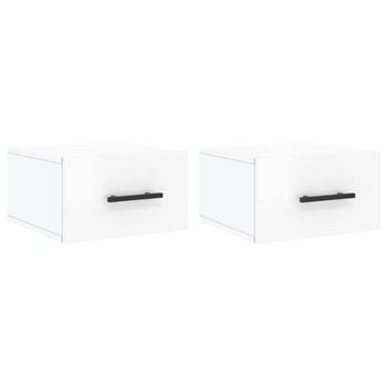 Mesitas De Noche De Pared 2 Uds Blanco Brillo 35x35x20 Cm Vidaxl