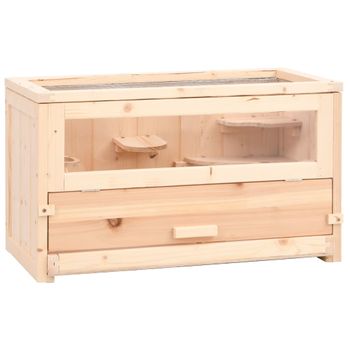 Jaula Para Hámster Madera Maciza Abeto 60x30x35 Cm Vidaxl