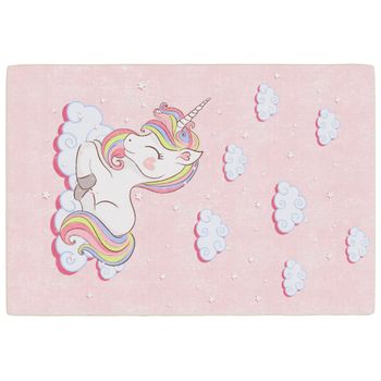 Alfombra Niños Lavable Antideslizante Unicornio Rosa 160x230 Cm Vidaxl