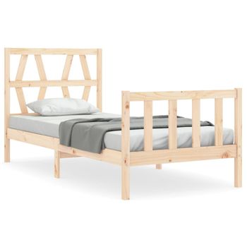 Estructura De Cama Individual Con Cabecero Madera Maciza Vidaxl