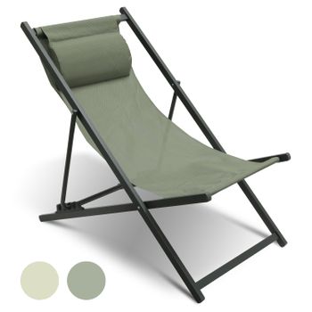 Tumbona Plegable Con Reposacabezas Niceey - Silla De Playa Plegable -  3 Posiciones - Verde