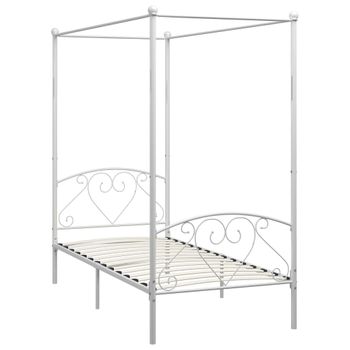 Estructura De Cama Con Dosel Metal Blanco 90x200 Cm