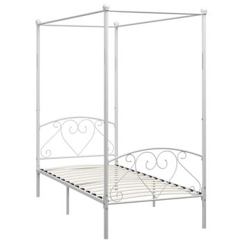 Estructura De Cama Con Dosel Metal Blanco 100x200 Cm