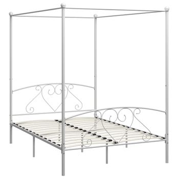 Estructura De Cama Con Dosel Metal Blanco 160x200 Cm