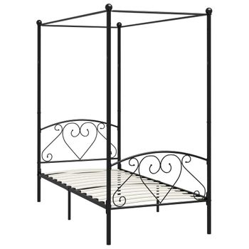 Estructura De Cama Con Dosel Metal Negro 90x200 Cm