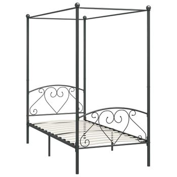 Estructura De Cama Con Dosel Metal Gris 100x200 Cm