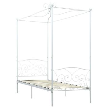 Estructura De Cama Con Dosel Metal Blanco 100x200 Cm