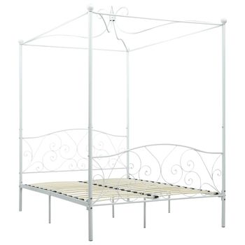 Estructura De Cama Con Dosel Metal Blanco 120x200 Cm