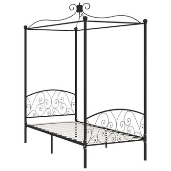 Estructura De Cama Con Dosel Metal Negro 100x200 Cm