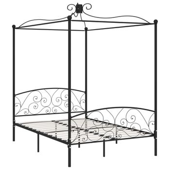 Estructura De Cama Con Dosel Metal Negro 120x200 Cm