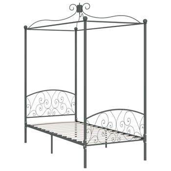 Estructura De Cama Con Dosel Metal Gris 90x200 Cm