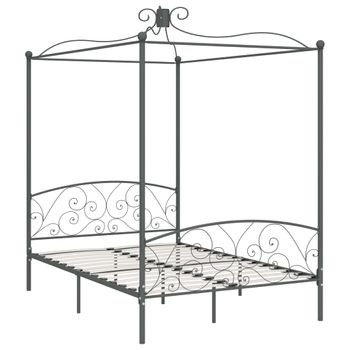 Estructura De Cama Con Dosel Metal Gris 120x200 Cm