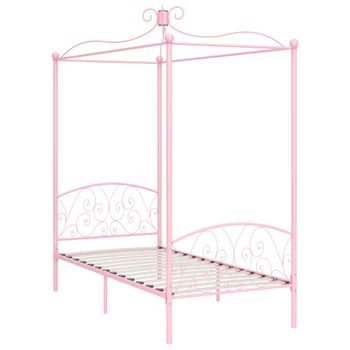 Estructura De Cama Con Dosel Metal Rosa 100x200 Cm